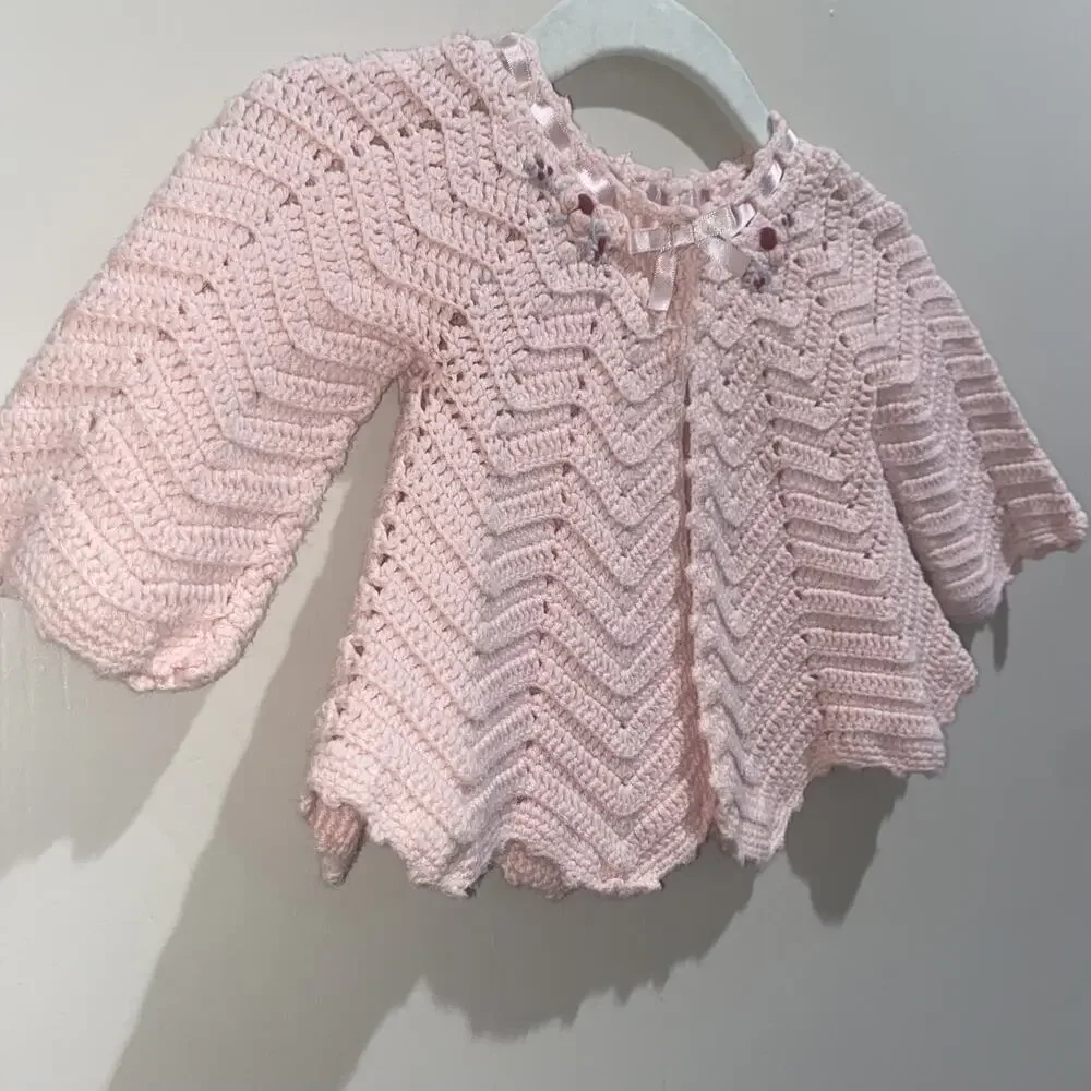 GYMBOREE 3-6 Mo Holiday Friends Rosebud Crotchet Cardigan Fall Winter Easter